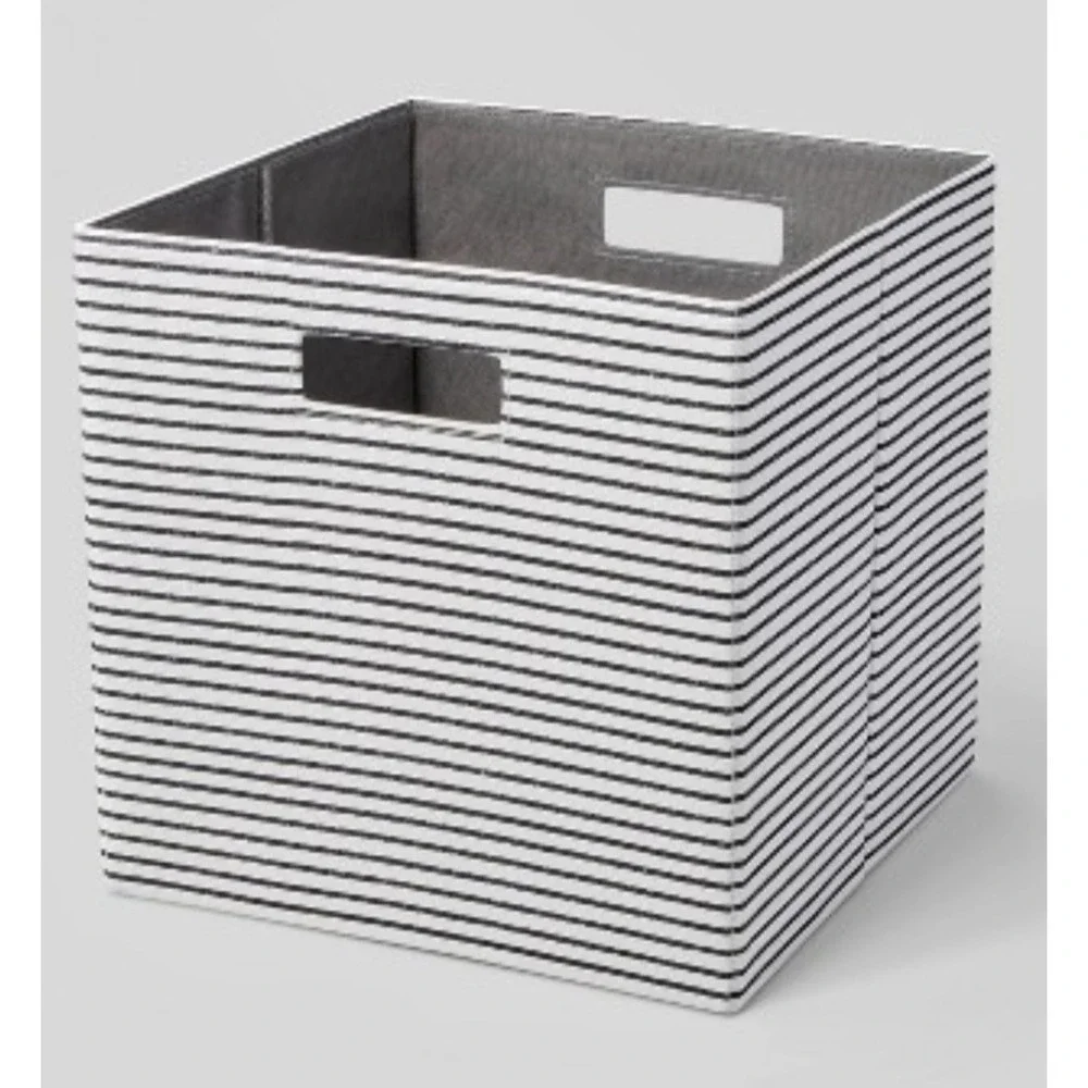 Brightroom fabric Storage Bin cube 13x13 black white stripe